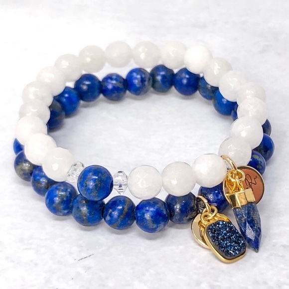 Set of Lapis • Jade • Natural Stone Bracelets - Picture 3 of 7